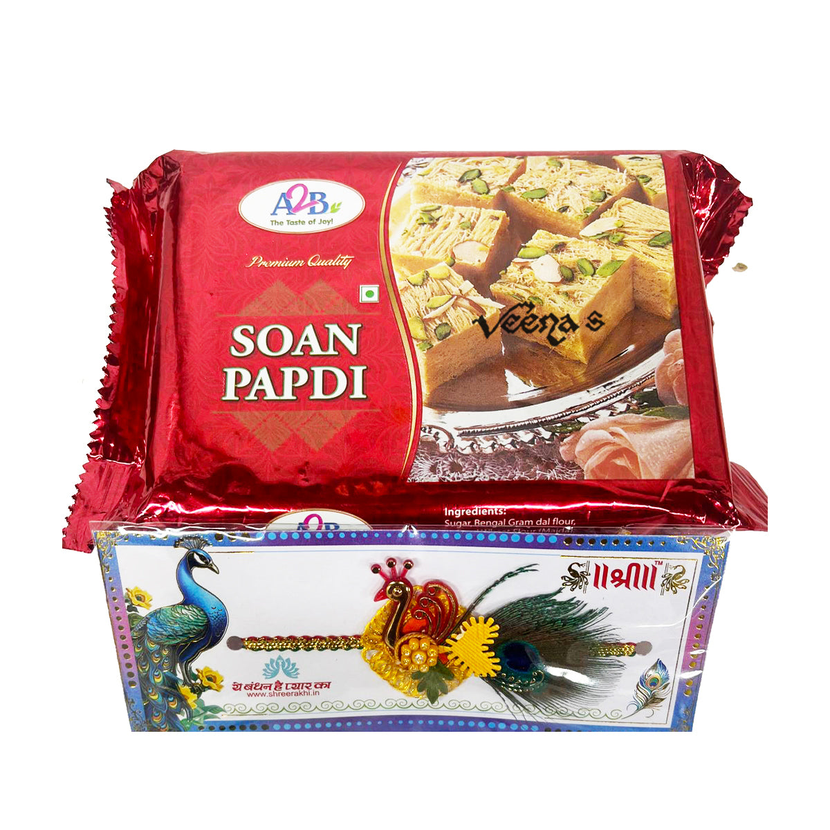Buy A2B Soan Papdi 250g + Free Rakhi at Veenas.com - Online Indian Grocery Store UK
