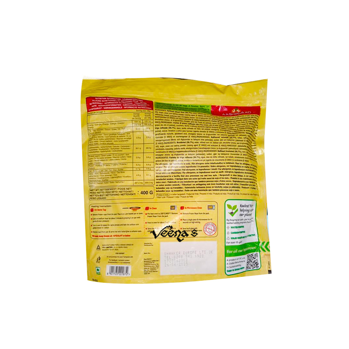 Aashirvaad Garlic & Coriander Naan 400g– Veenas.com