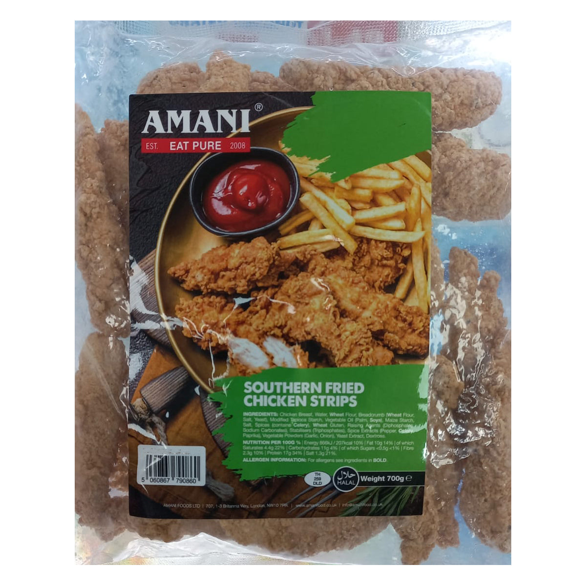 Buy Amani Southern Fried Chicken Strips 700g at Veenas.com - Online Indian Grocery Store UK