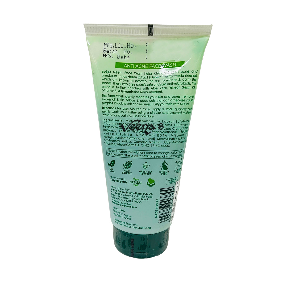Apapa Aloe Vera Face Wash 150ml