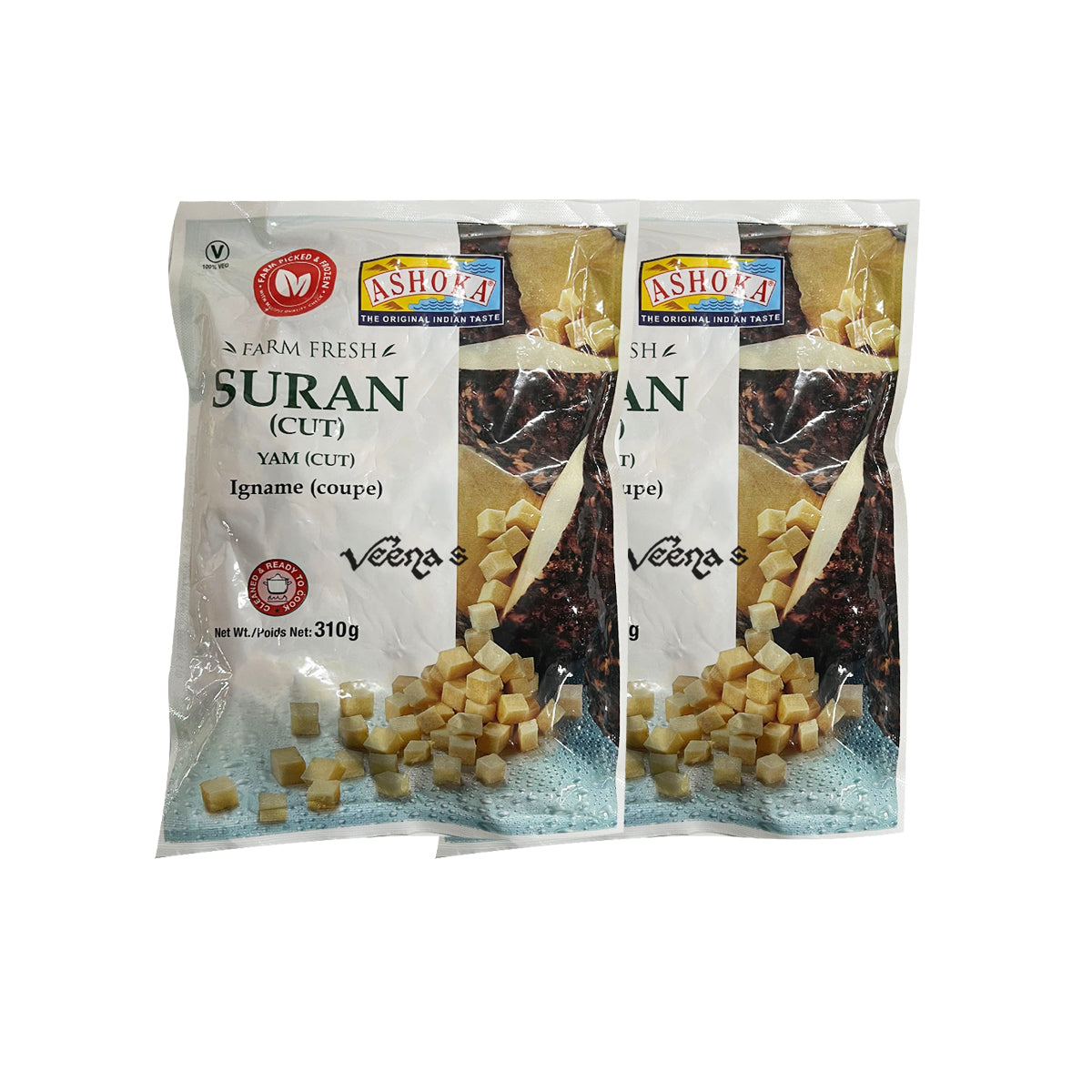 Buy Ashoka Suran Cut (Pack of 2) 310g at Veenas.com - Online Indian Grocery Store UK