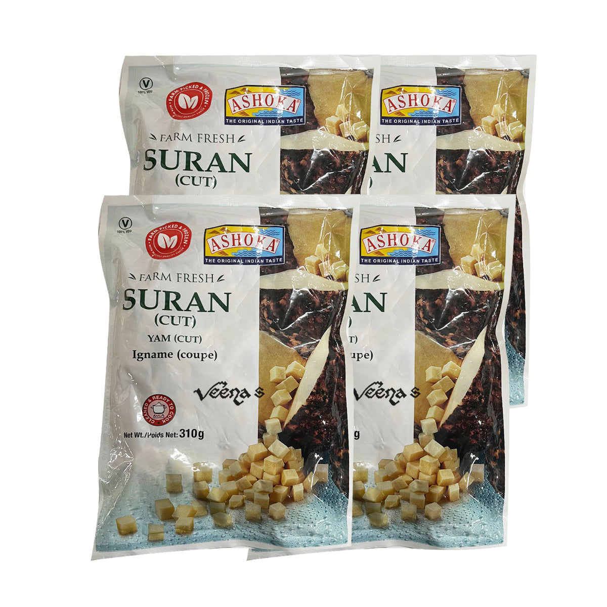 Buy Ashoka Suran Cut (Pack of 4) 310g at Veenas.com - Online Indian Grocery Store UK