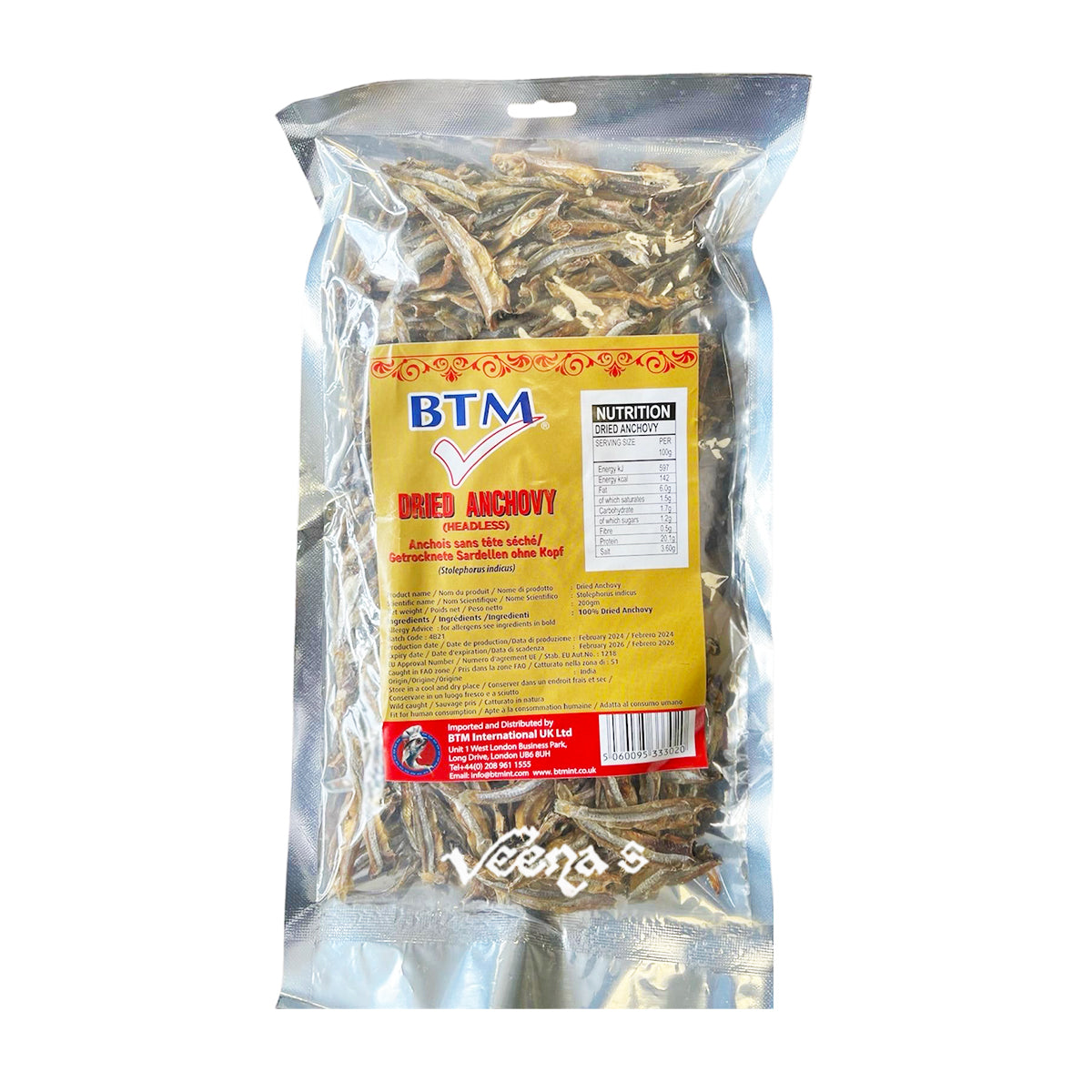 Buy BTM Dried Anchovy Headless 200G at Veenas.com - Online Indian Grocery Store UK