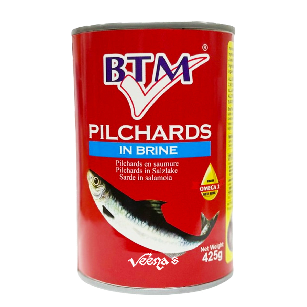 Buy BTM Pilchards in Brine 425g at Veenas.com - Online Indian Grocery Store UK