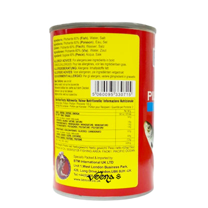 Buy BTM Pilchards in Brine 425g at Veenas.com - Online Indian Grocery Store UK