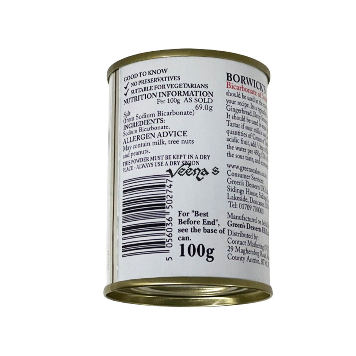 Buy Borwick's Bicarbonate Of Soda 100g at Veenas.com - Online Indian Grocery Store UK