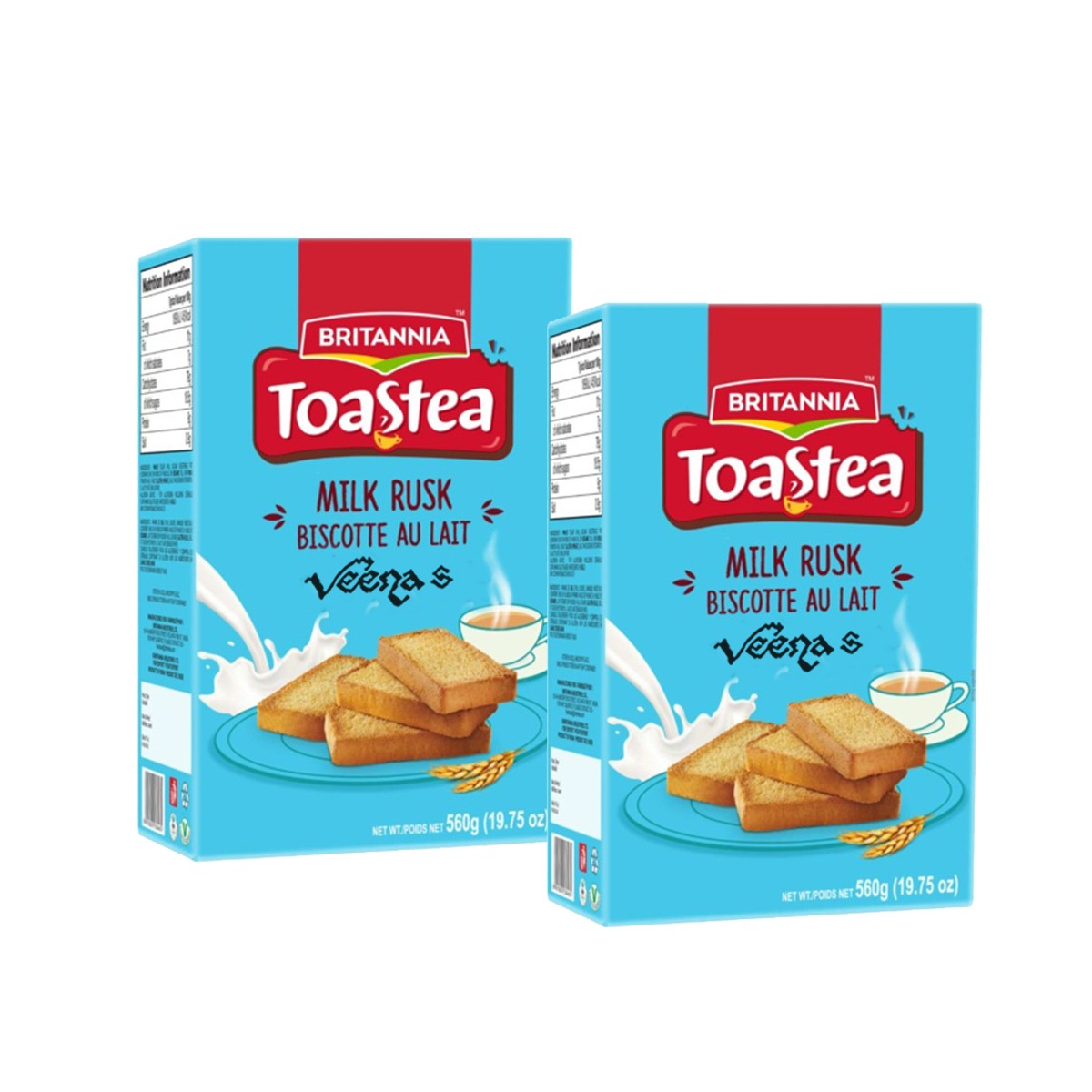 Britannia Toastea Milk Rusk 560g (Pack of 2)