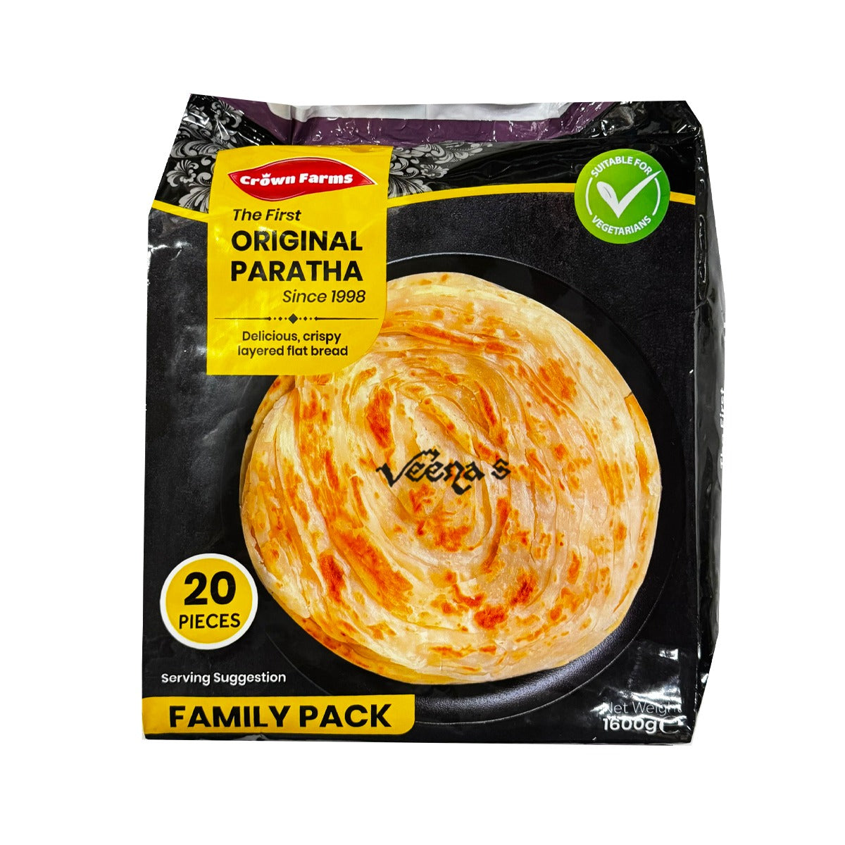 Buy Crown Farms Plain Paratha Family Pack 20Pcs at Veenas.com - Online Indian Grocery Store UK