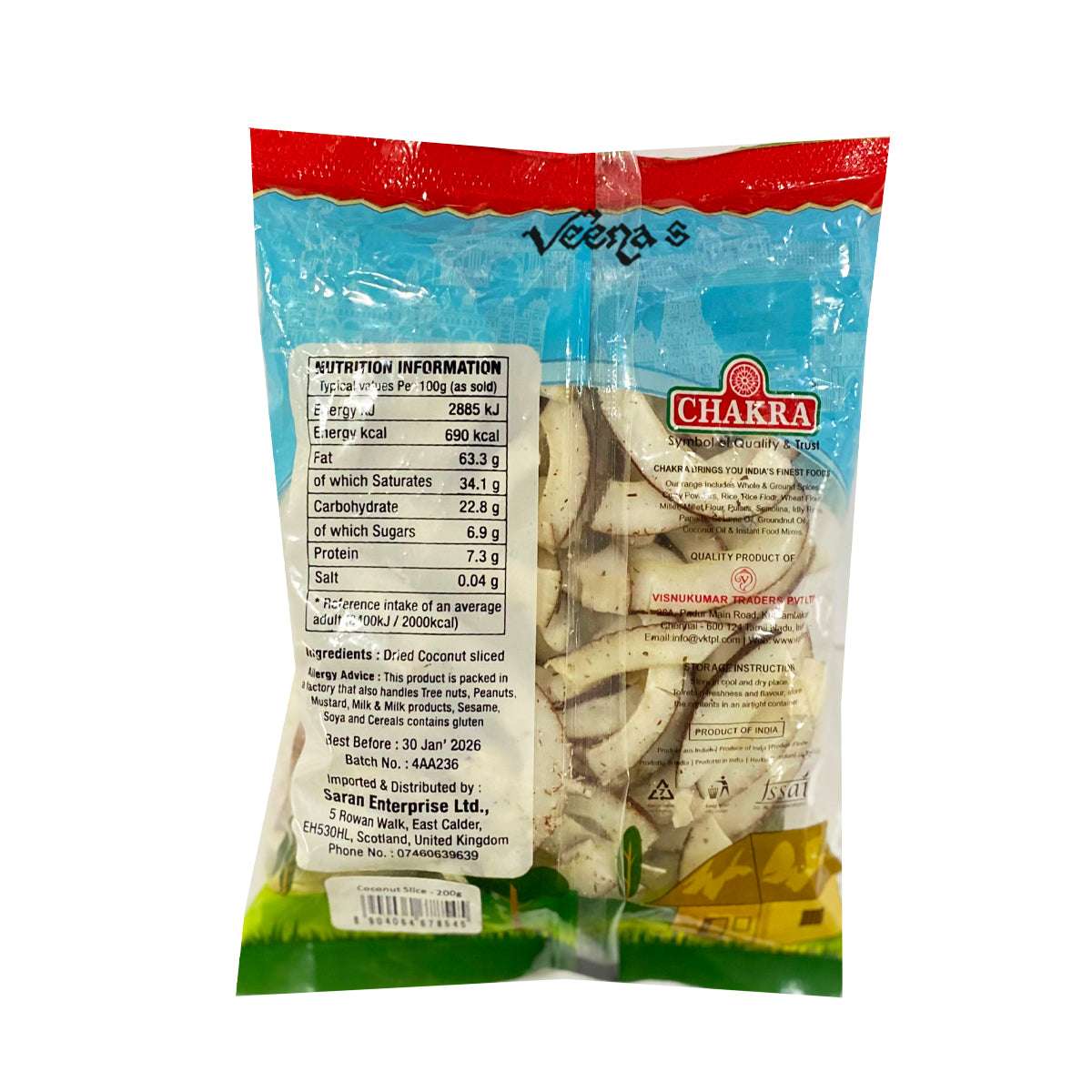 Buy Chakra Coconut Slice 200g at Veenas.com - Online Indian Grocery Store UK