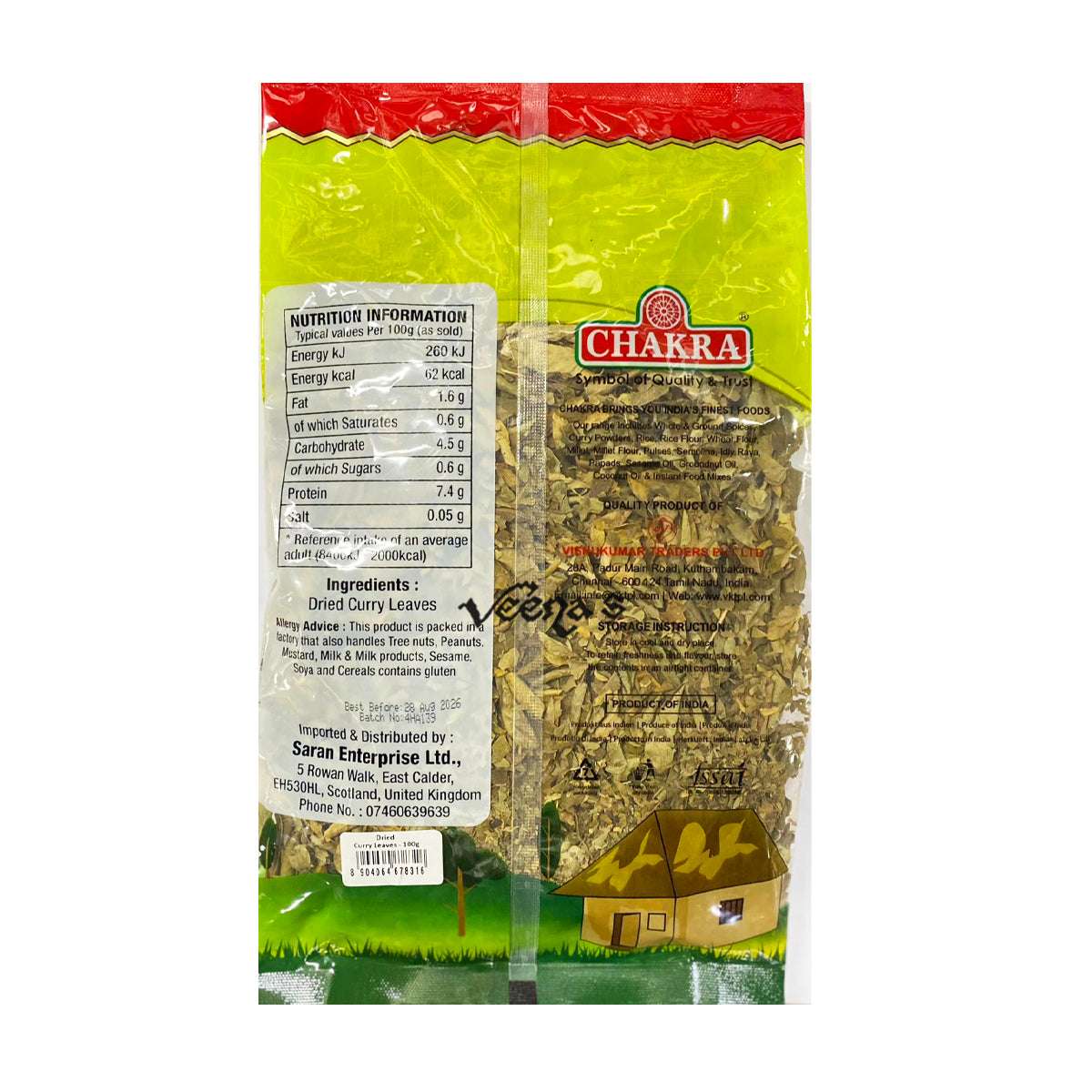 Buy Chakra Dried Curry Leaves 100g at Veenas.com - Online Indian Grocery Store UK