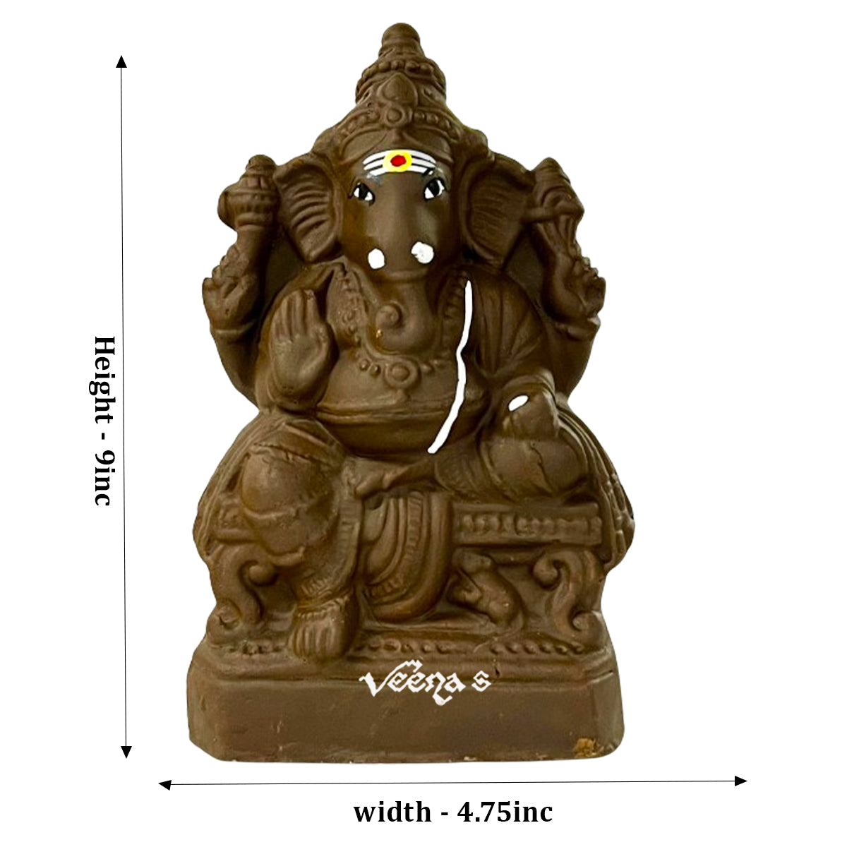 Buy Clay Ganesha (Vinayagar) Statue 9 Inch at Veenas.com - Online Indian Grocery Store UK