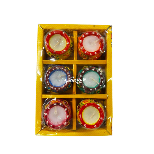 Clay Pot Matka Wax Diya Set (6Pcs)
