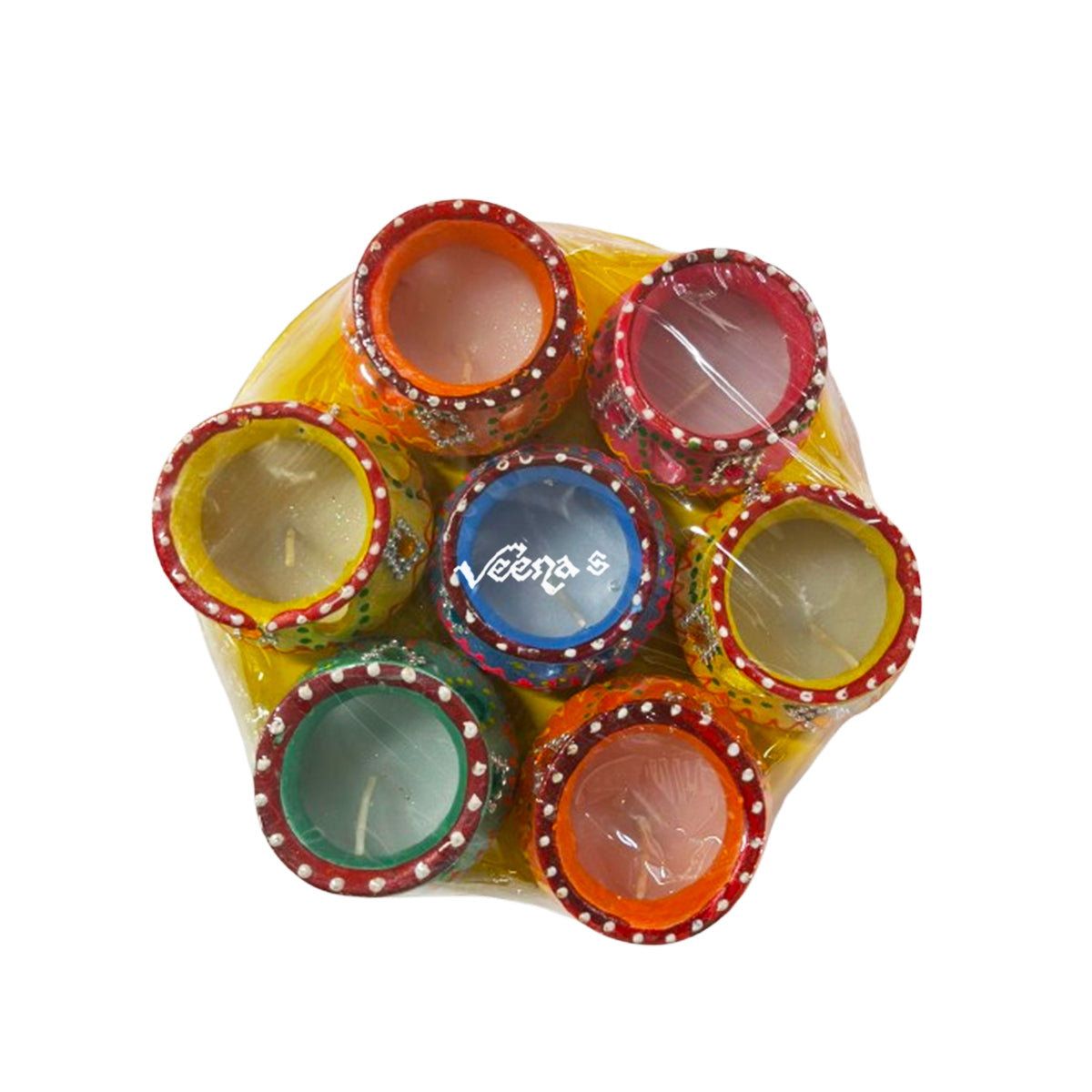 Clay Pot Matka Wax Diya Set (7Pcs)