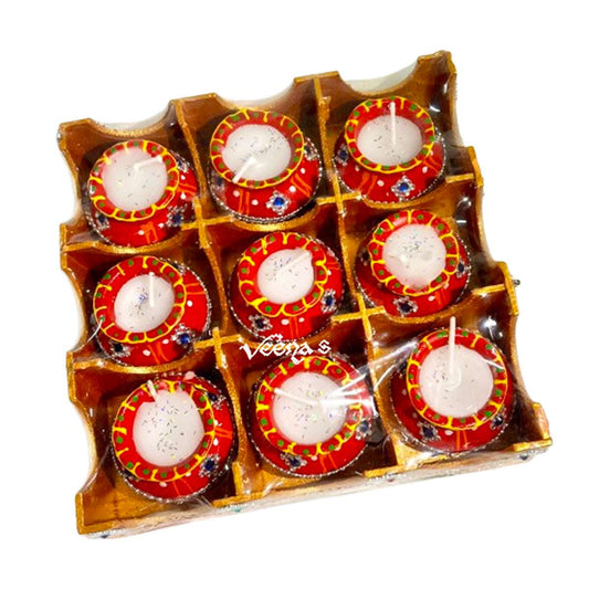 Clay Pot Matki Wax Diya (9Pcs)