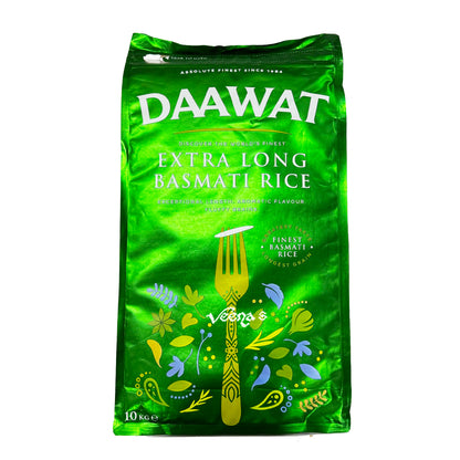 Buy Daawat Extra Long Basmati Rice (Green) 10kg at Veenas.com - Online Indian Grocery Store UK