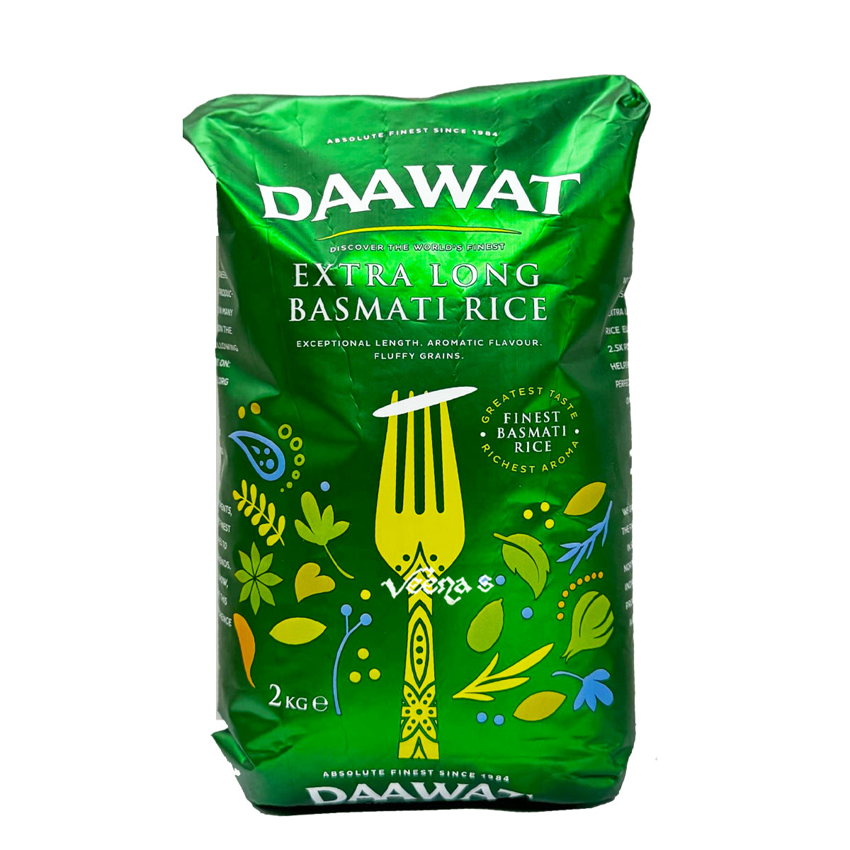 Buy Daawat Extra Long Basmati Rice (Green) 2kg at Veenas.com - Online Indian Grocery Store UK