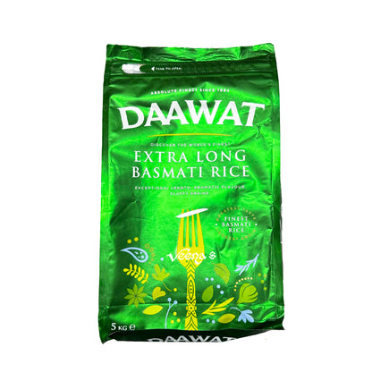 Buy Daawat Extra Long Basmati Rice (Green) 5kg at Veenas.com - Online Indian Grocery Store UK