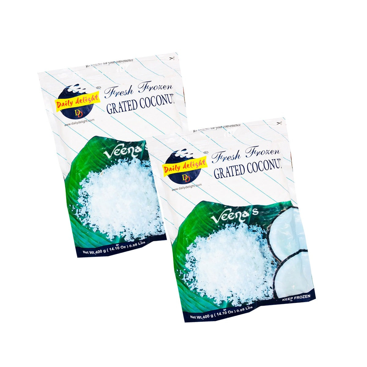 Buy Daily Delight Grated Coconut 400g Pack of 2 at Veenas.com - Online Indian Grocery Store UK