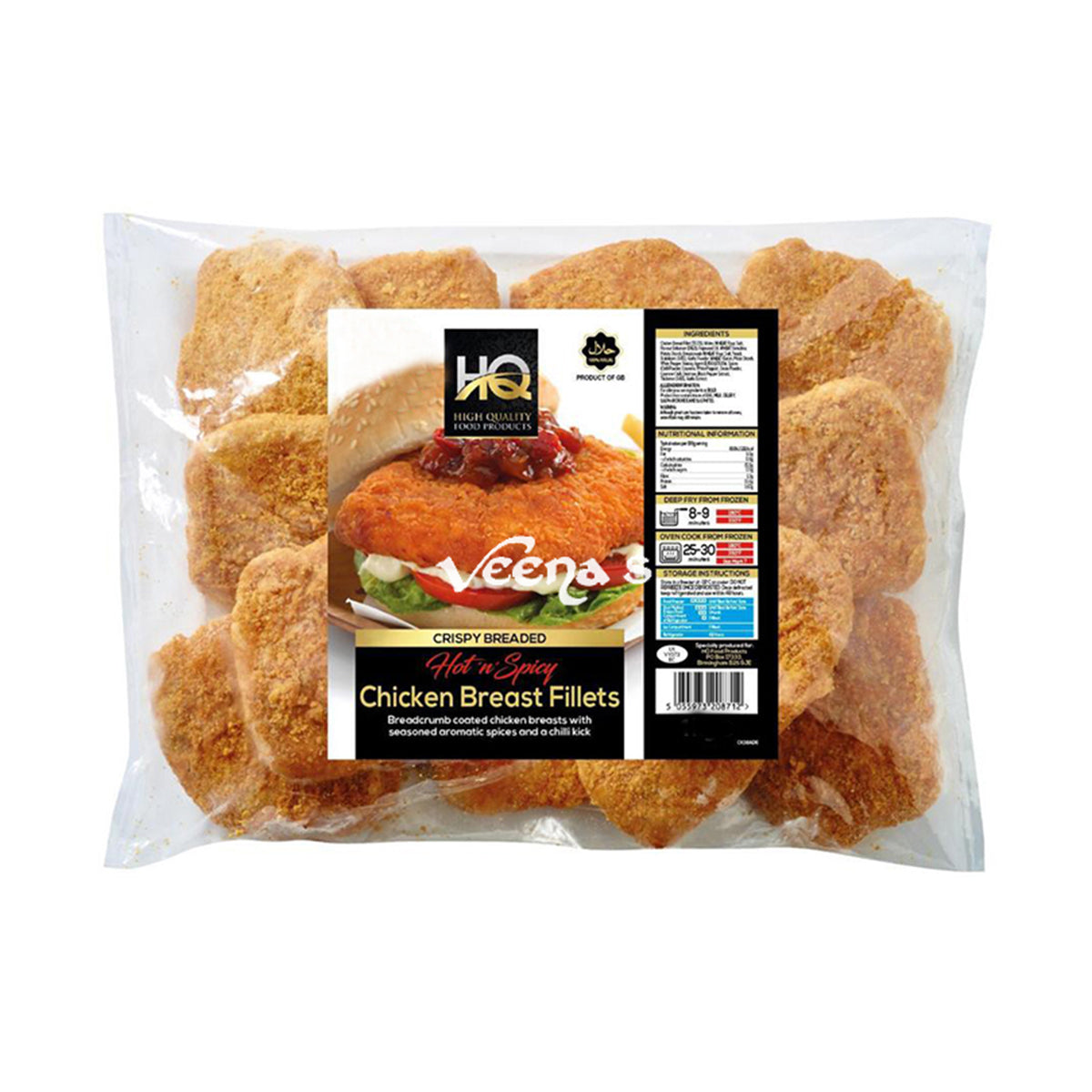 Buy HQ Crunchy Breaded Hot & Spicy Chicken Breast Fillet 780g at Veenas.com - Online Indian Grocery Store UK