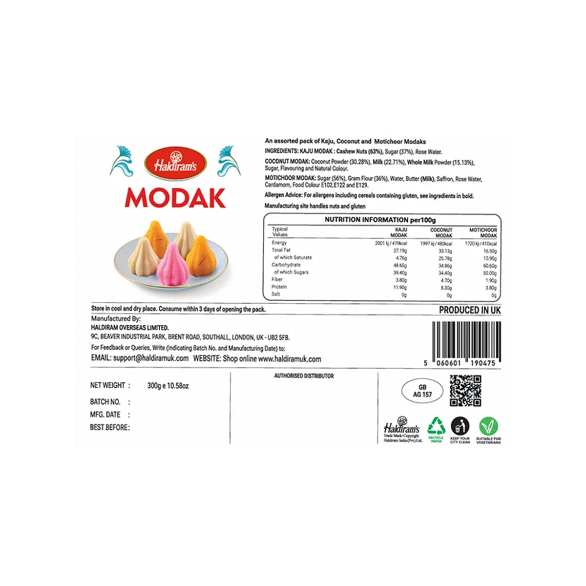 Buy Haldiram's Modak 300g at Veenas.com - Online Indian Grocery Store UK