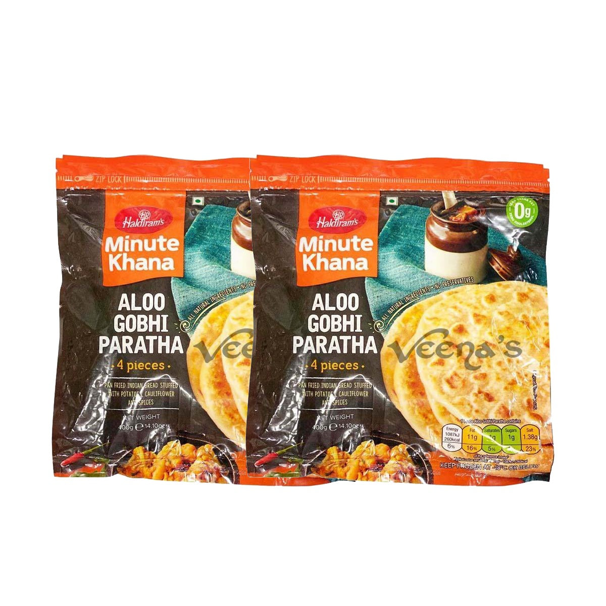 Buy Haldirams Aloo Gobi Paratha (Pack of 2)400g at Veenas.com - Online Indian Grocery Store UK