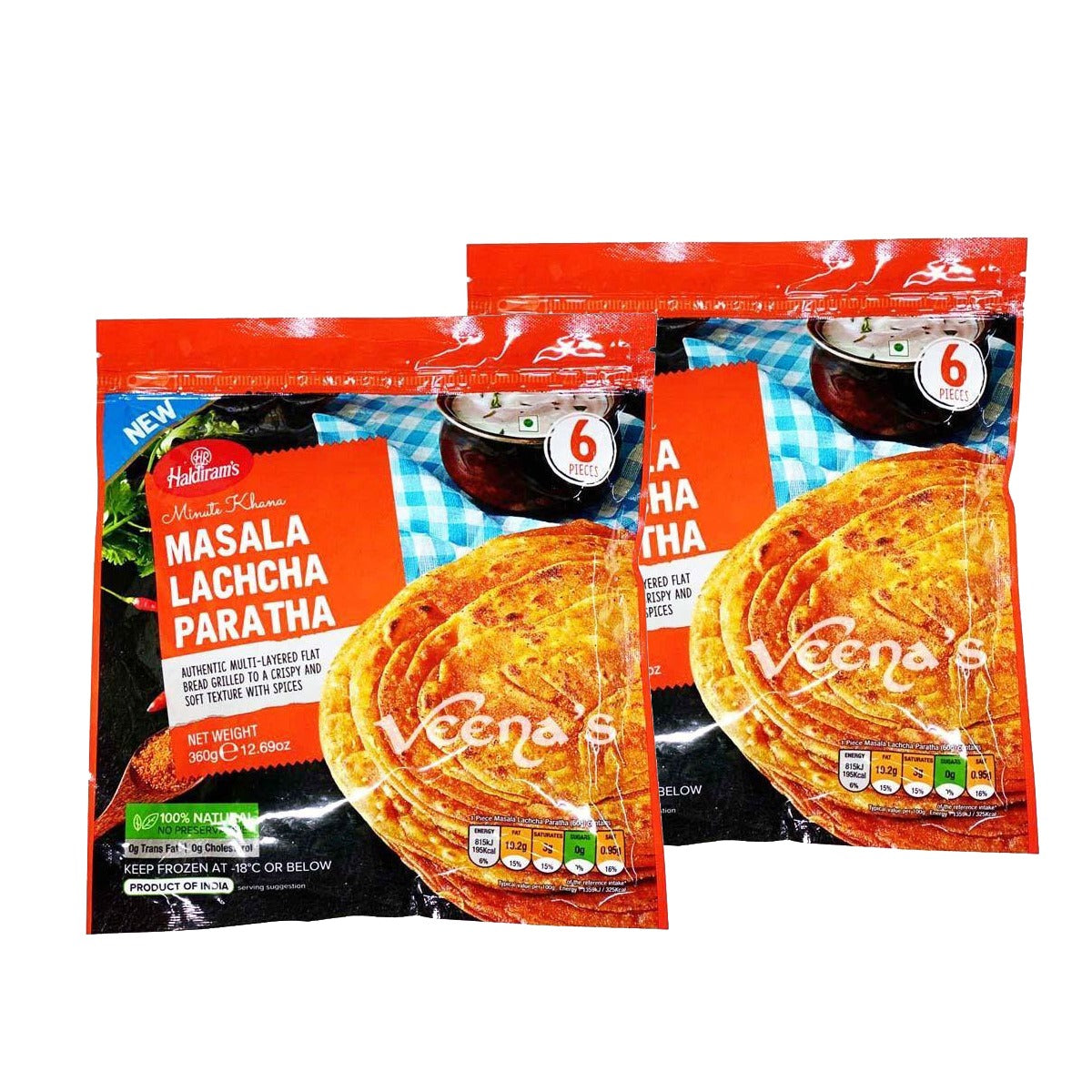 Buy Haldiram's Masala Lachcha Paratha 360g (Pack of 2) at Veenas.com - Online Indian Grocery Store UK