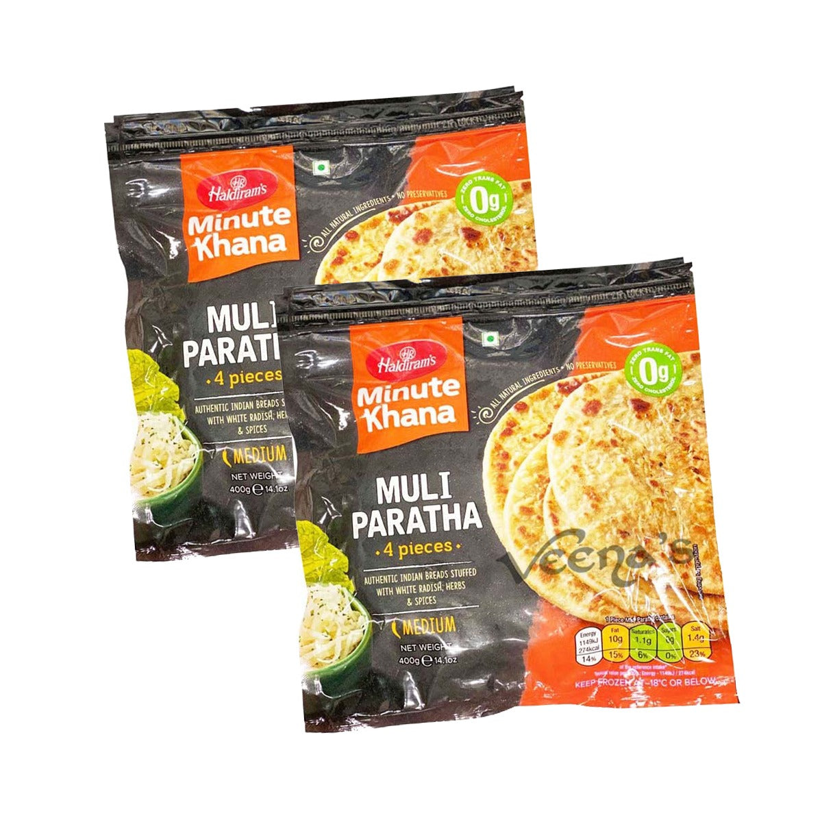 Buy Haldiram's Muli Paratha 400g (Pack of 2) at Veenas.com - Online Indian Grocery Store UK