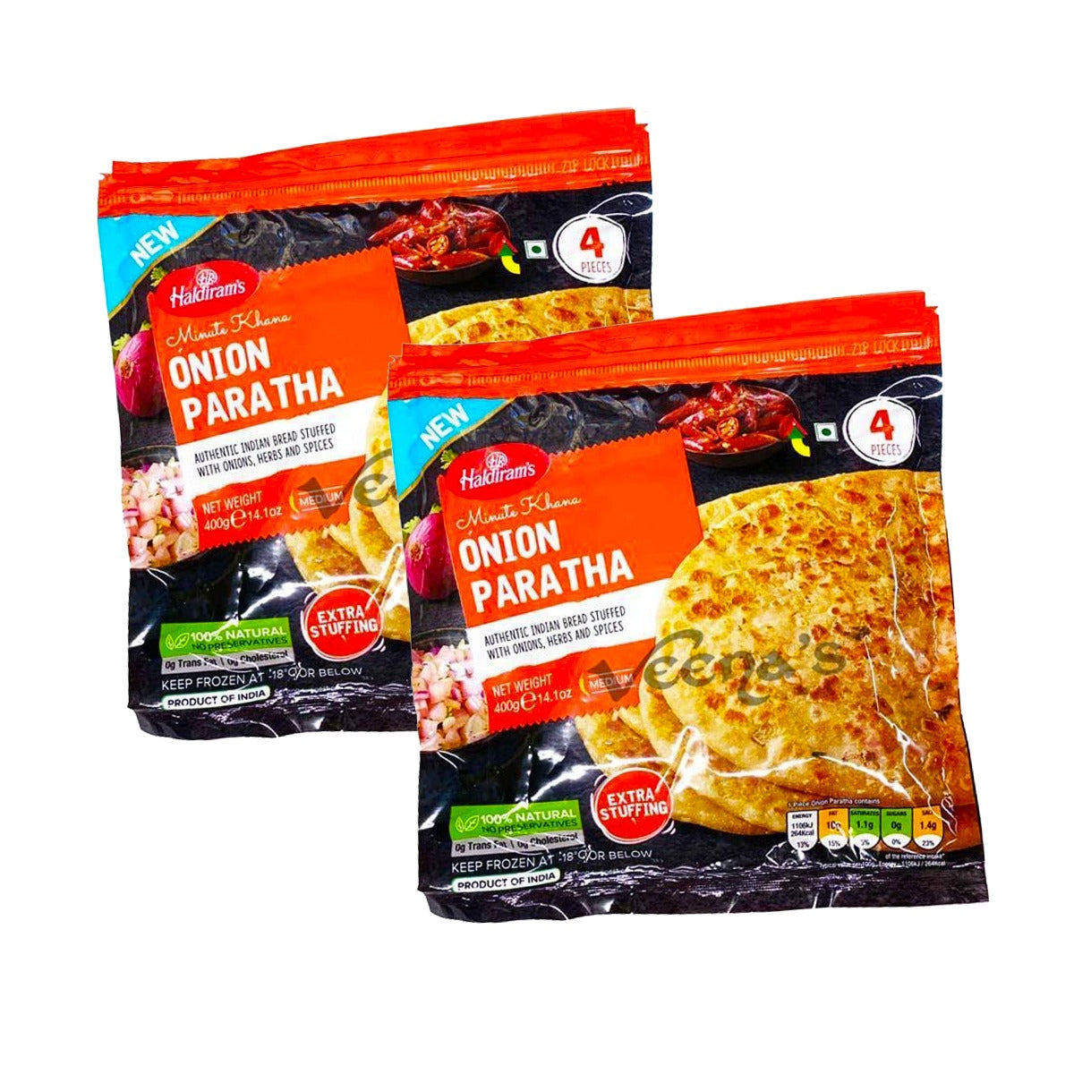 Buy Haldiram's Onion Paratha 400g (Pack of 2) at Veenas.com - Online Indian Grocery Store UK