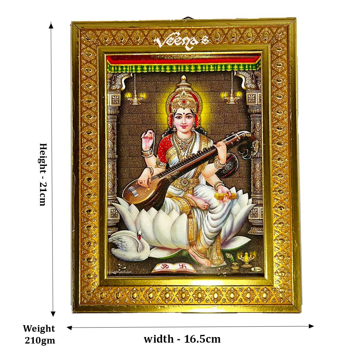 Buy Hindu God Photo Frame (Godness Saraswathi) (Size 21cm*16.5cm) at Veenas.com - Online Indian Grocery Store UK