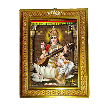 Buy Hindu God Photo Frame (Godness Saraswathi) (Size 21cm*16.5cm) at Veenas.com - Online Indian Grocery Store UK