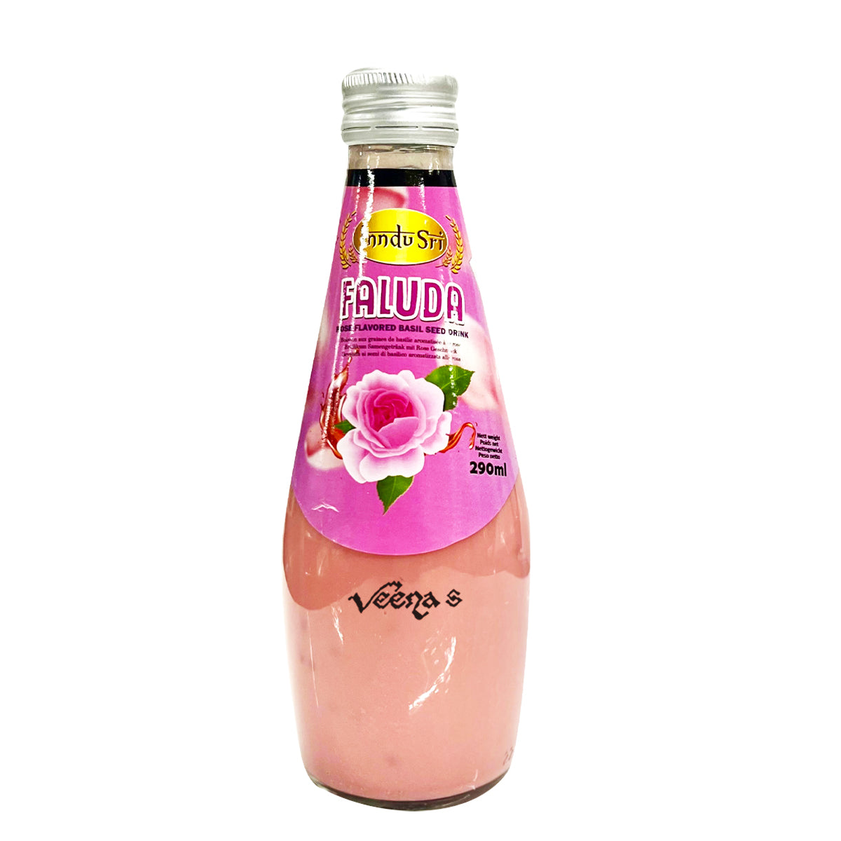 Buy Inndu Sri Faluda Rose Flavour With Basil Seed 290ml at Veenas.com - Online Indian Grocery Store UK