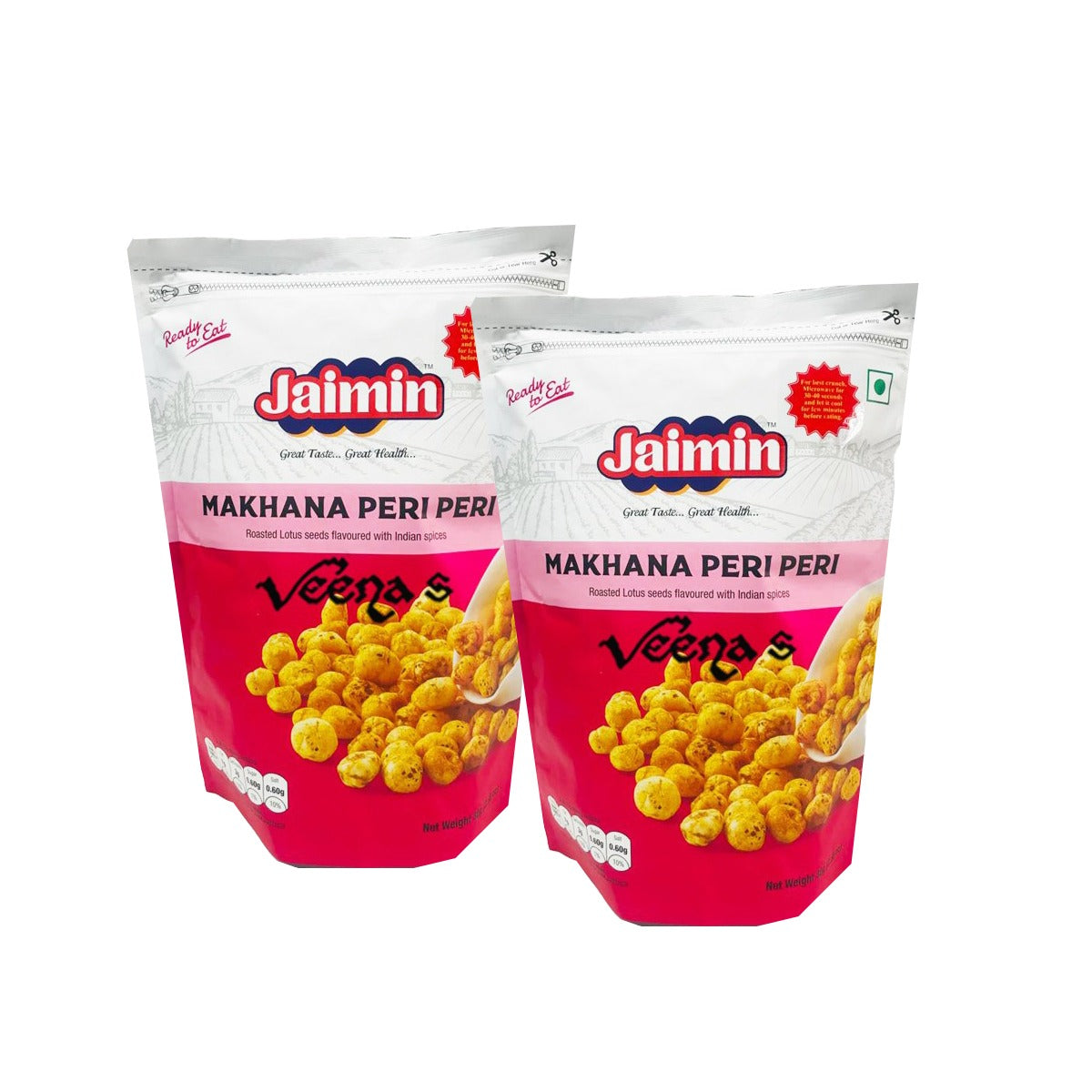 Buy Jaimin Makhana Peri Peri 80g Pack of 2 at Veenas.com - Online Indian Grocery Store UK