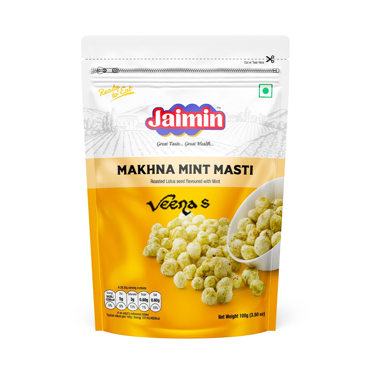 Buy Jaimin Makhana Mint Masti 100g at Veenas.com - Online Indian Grocery Store UK