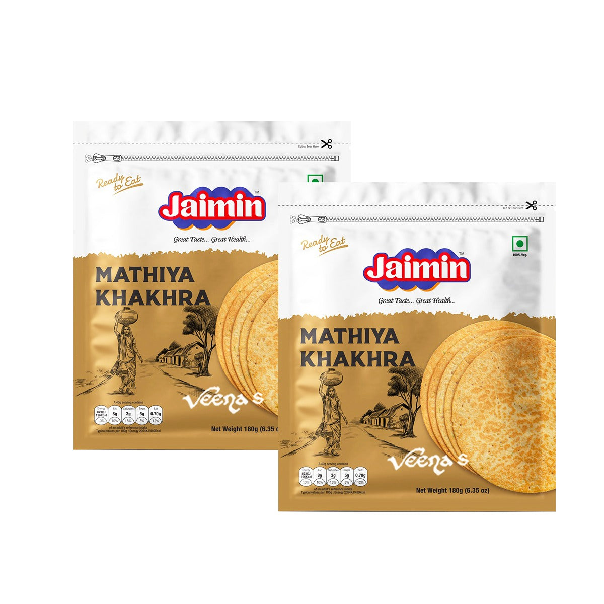 Buy Jaimin Mathiya Khakhra 180g (Pack of 2) Online in the UK – veenas.com