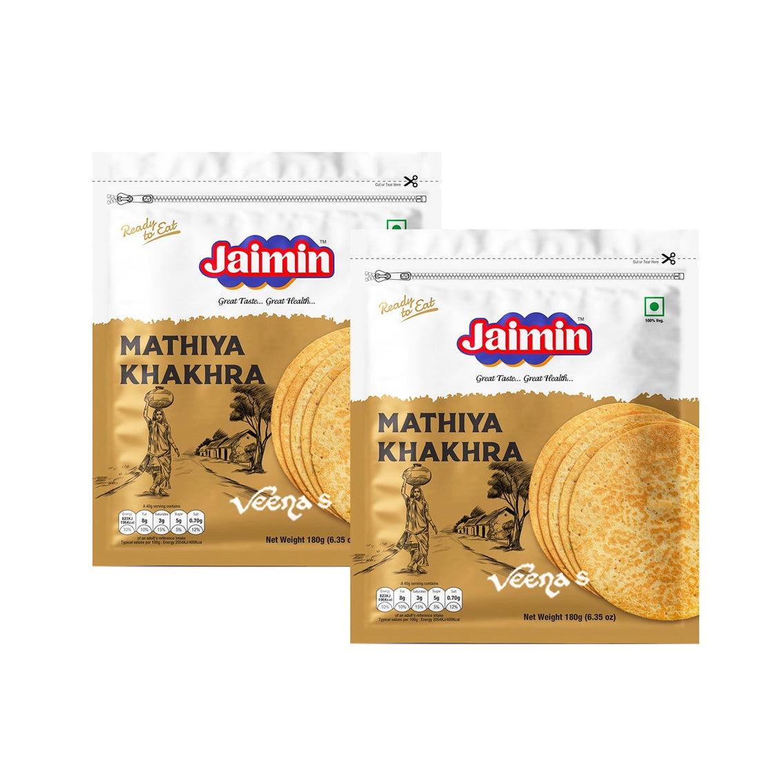 Buy Jaimin Mathiya Khakhra 180g (Pack of 2) Online in the UK – veenas.com