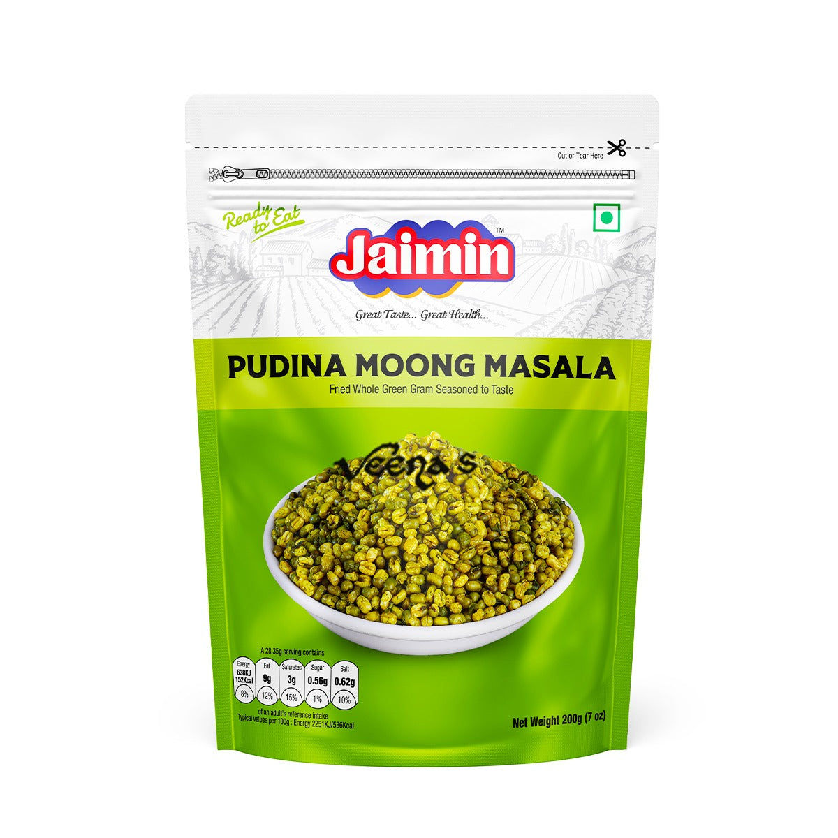 Buy Jaimin Pudina Moong Masala 200g at Veenas.com - Online Indian Grocery Store UK