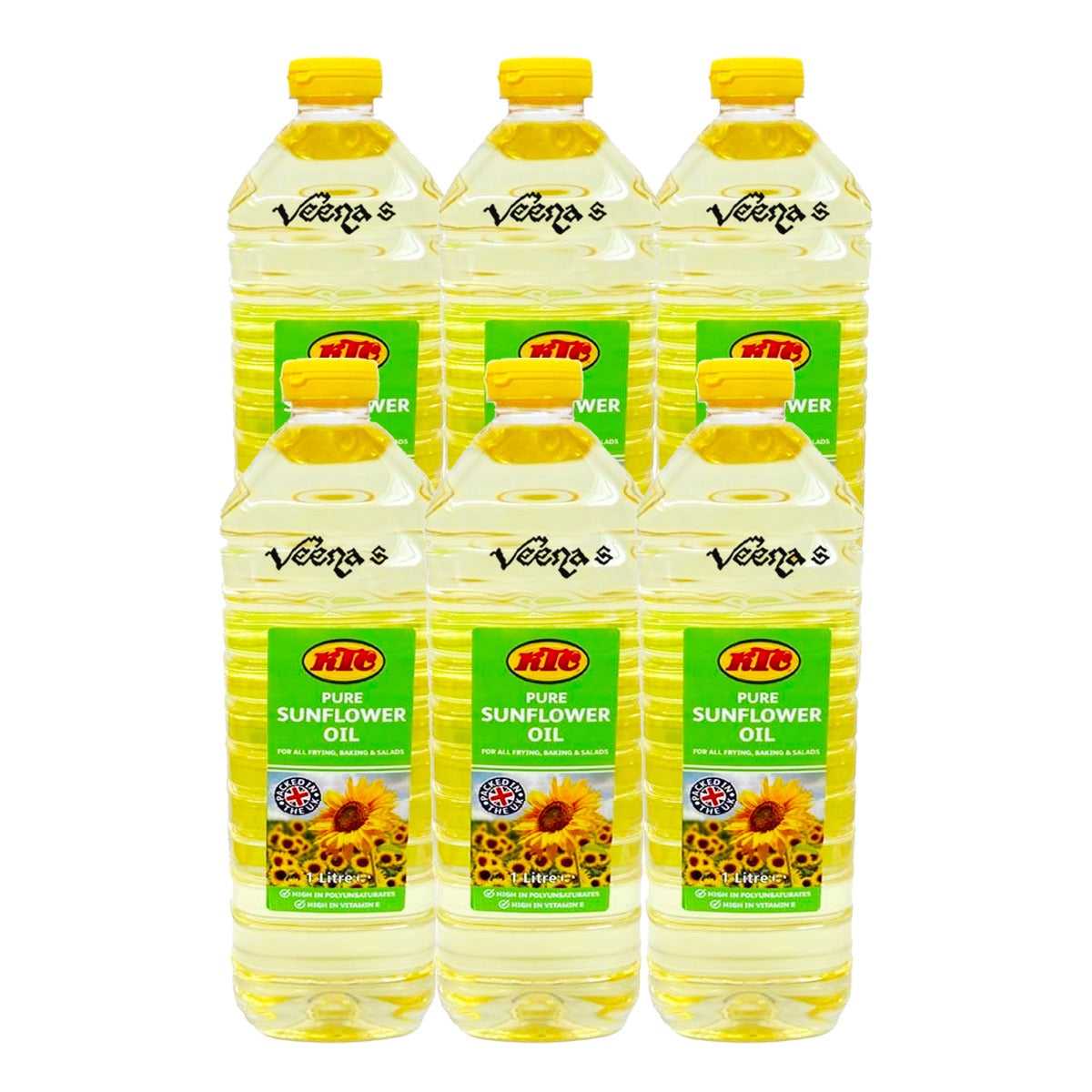 Buy KTC Sunflower oil 1 litre pack of 6 at Veenas.com - Online Indian Grocery Store UK