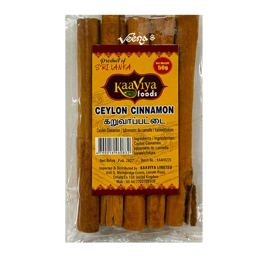 Buy Kaaviya Ceylon Cinnamon 50G at Veenas.com - Online Indian Grocery Store UK