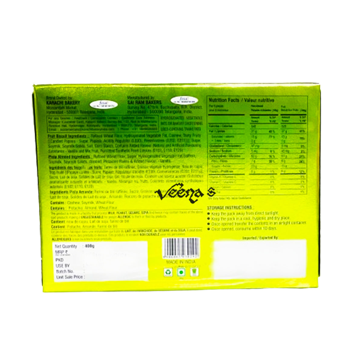 Karachi 2-in-1 Fruit & Pista Almond Biscuits 400g