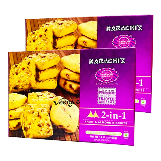 Karachi 2 in 1 Fruit & Almond Biscuit(Pack of 2) 400g