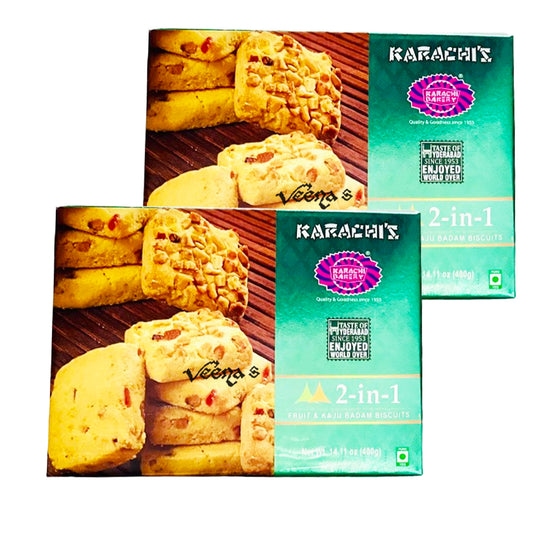 Karachi 2-in-1 Fruit & Kaju Badam Biscuits(Pack of 2) 400g