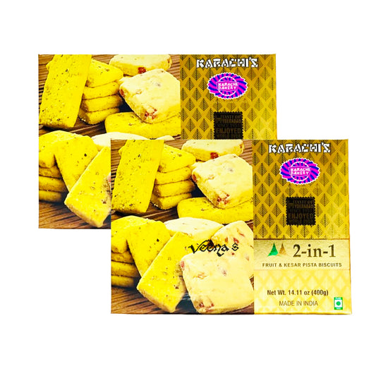 Karachi 2-in-1 Fruit & Kesar Pista Biscuits(Pack of 2) 400g