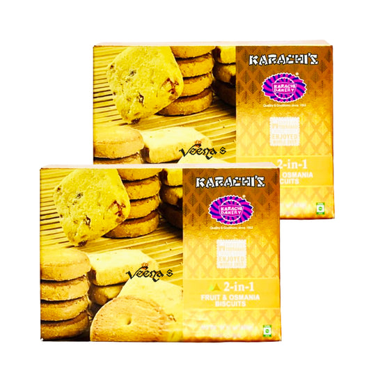 Karachi 2-in-1 Fruit & Osmania Biscuit(Pack of 2) 400g