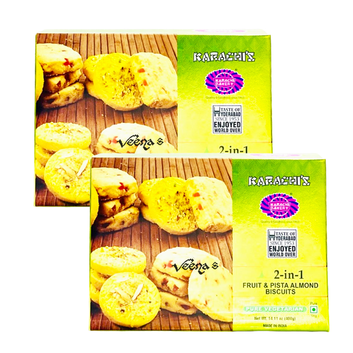 Karachi 2 in 1 Fruit Pista Almond Biscuits Pack Of 2 400g Veenas karachi-2-in-1-fruit-pista-almond-biscuits-pack-of-2-400g-veenas