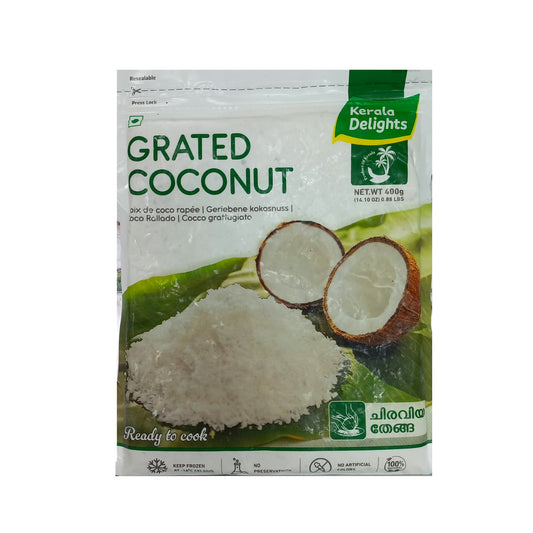 Buy Kerala Delights Grated Coconut 400g at Veenas.com - Online Indian Grocery Store UK