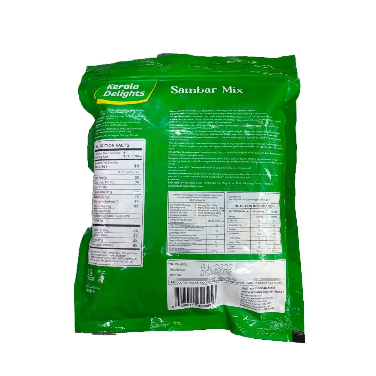Buy Kerala Delights Sambar Mix 400g at Veenas.com - Online Indian Grocery Store UK