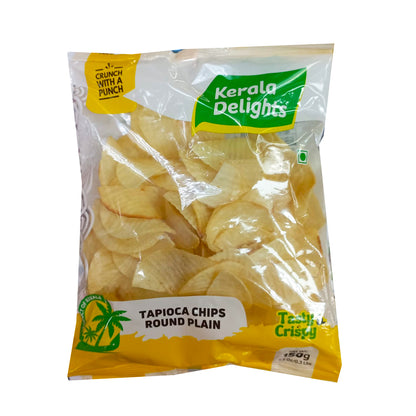 Buy Kerala Delights Tapioca Chips Round Plain 150g at Veenas.com - Online Indian Grocery Store UK