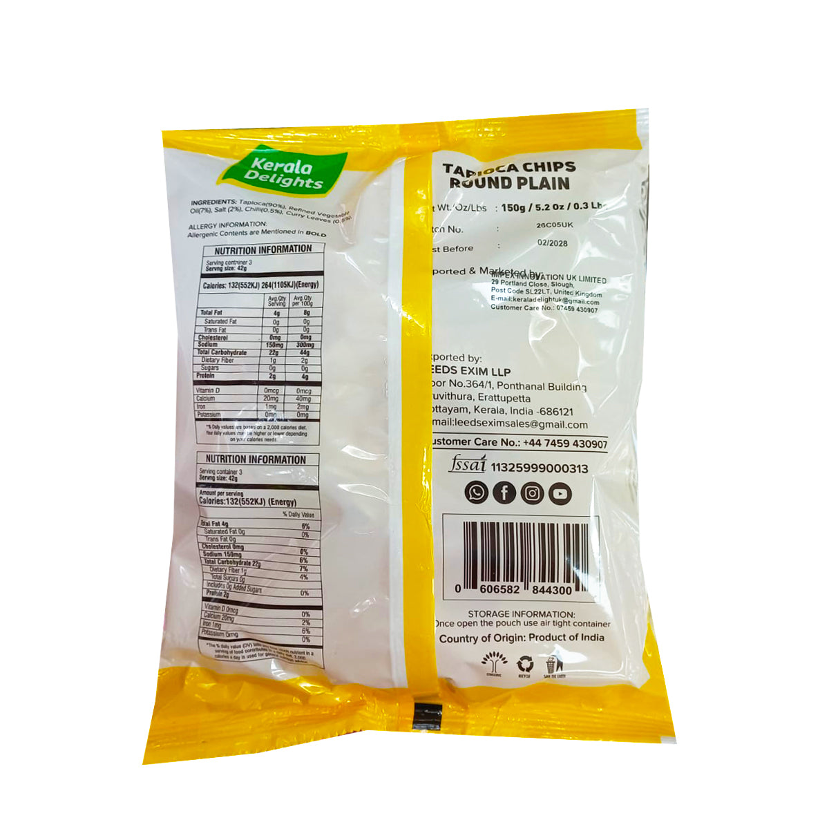 Buy Kerala Delights Tapioca Chips Round Plain 150g at Veenas.com - Online Indian Grocery Store UK