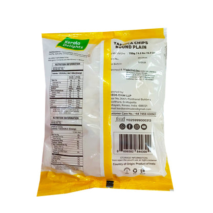 Buy Kerala Delights Tapioca Chips Round Plain 150g at Veenas.com - Online Indian Grocery Store UK