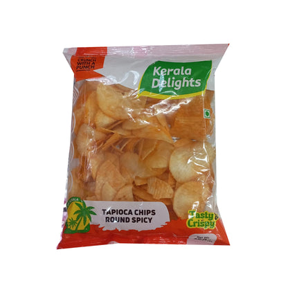 Buy Kerala Delights Tapioca Chips Round Spicy 150g at Veenas.com - Online Indian Grocery Store UK